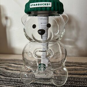 Bearista: Starbucks Glass Bear Jar with Green Lid